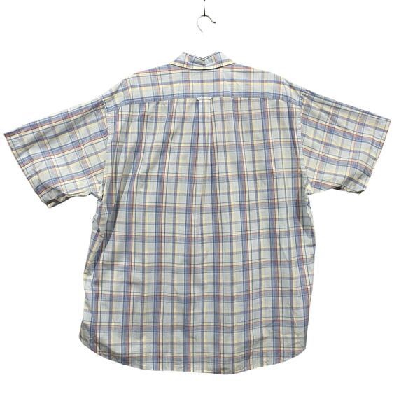 Faconnable Plaid Blue Short Sleeves Button Down Shirt Mens XL - Picture 2 of 8